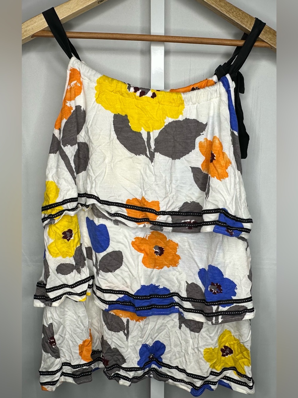 Ric Rac (Anthropologie brand) floral tiered ruffle tank top